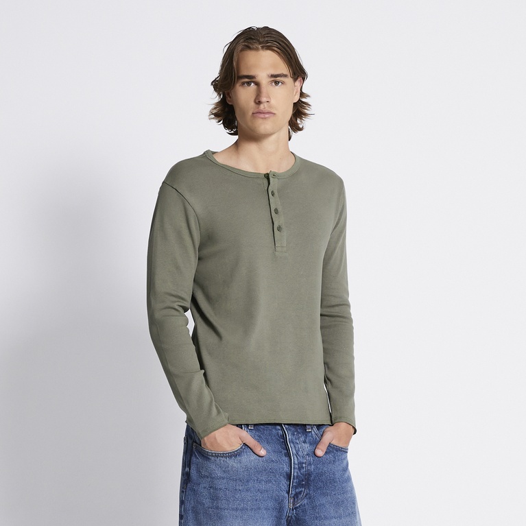 Rib knit long sleeve tee "Zane" Green